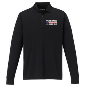 Veterans For Harris 2024 Military Vets Kamala Harris Performance Long Sleeve Polo