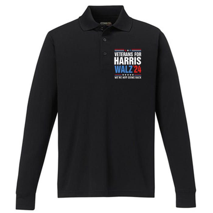 Veterans For Harris Walz 2024 Harris Waltz Performance Long Sleeve Polo