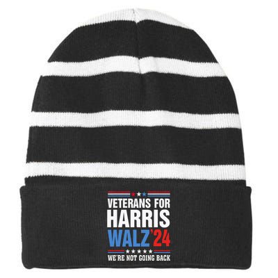 Veterans For Harris Walz 2024 Harris Waltz Striped Beanie with Solid Band