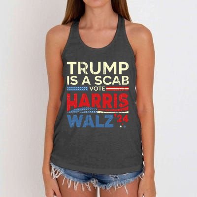 Vote For Harris 2024 Trump Is A Scab Vote Harris Women's Knotted Racerback Tank