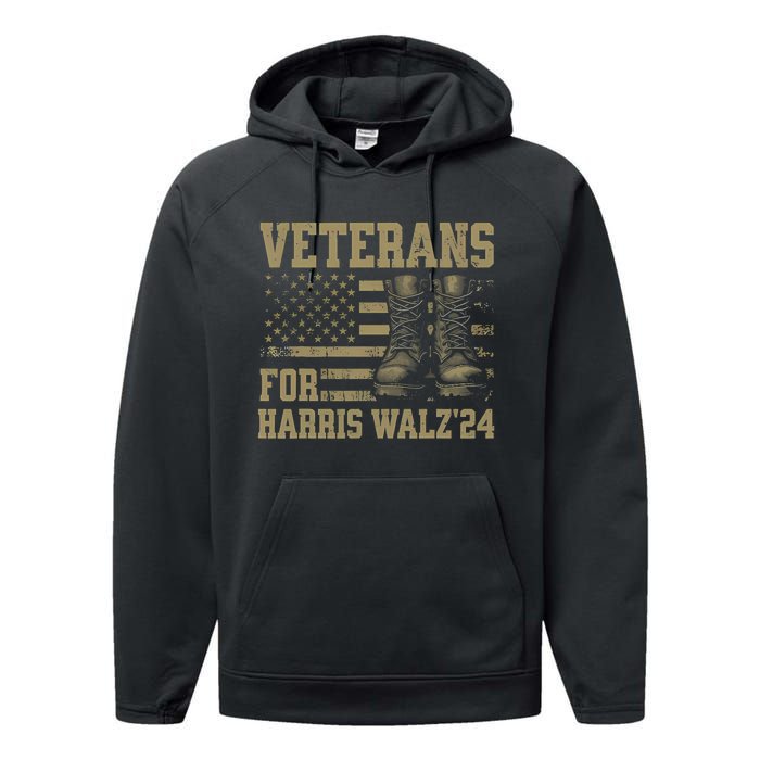 Veterans For Harris Walz Waltz 2024 Presidential Campaign Performance Fleece Hoodie