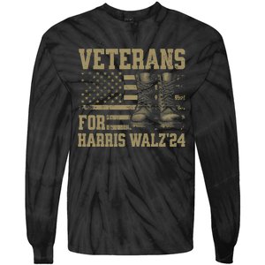 Veterans For Harris Walz Waltz 2024 Presidential Campaign Tie-Dye Long Sleeve Shirt