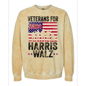 Veterans For Harris Waltz 2024 Comma La Kamala Usa Flag Colorblast Crewneck Sweatshirt