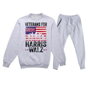 Veterans For Harris Waltz 2024 Comma La Kamala Usa Flag Premium Crewneck Sweatsuit Set