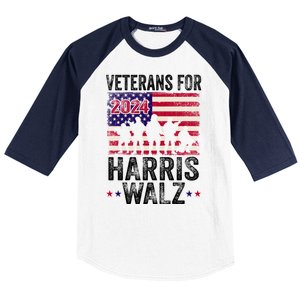 Veterans For Harris Waltz 2024 Comma La Kamala Usa Flag Baseball Sleeve Shirt