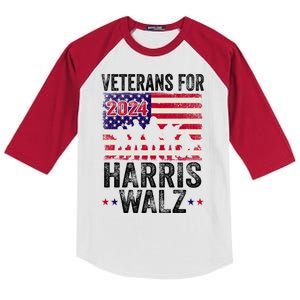 Veterans For Harris Waltz 2024 Comma La Kamala Usa Flag Kids Colorblock Raglan Jersey