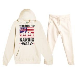 Veterans For Harris Waltz 2024 Comma La Kamala Usa Flag Premium Hooded Sweatsuit Set