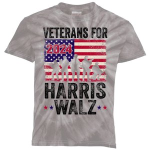 Veterans For Harris Waltz 2024 Comma La Kamala Usa Flag Kids Tie-Dye T-Shirt