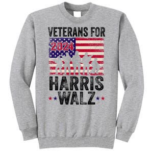 Veterans For Harris Waltz 2024 Comma La Kamala Usa Flag Tall Sweatshirt