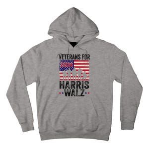 Veterans For Harris Waltz 2024 Comma La Kamala Usa Flag Tall Hoodie