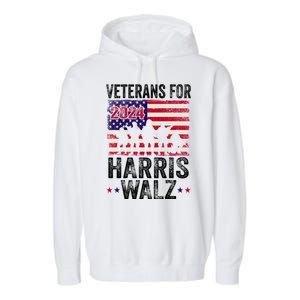 Veterans For Harris Waltz 2024 Comma La Kamala Usa Flag Garment-Dyed Fleece Hoodie