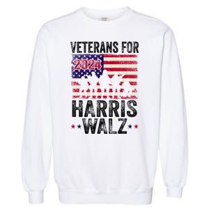 Veterans For Harris Waltz 2024 Comma La Kamala Usa Flag Garment-Dyed Sweatshirt