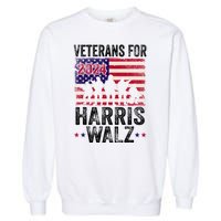 Veterans For Harris Waltz 2024 Comma La Kamala Usa Flag Garment-Dyed Sweatshirt