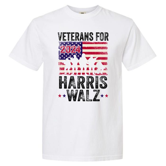 Veterans For Harris Waltz 2024 Comma La Kamala Usa Flag Garment-Dyed Heavyweight T-Shirt