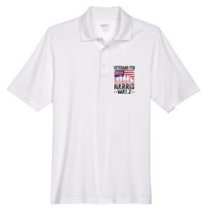 Veterans For Harris Waltz 2024 Comma La Kamala Usa Flag Men's Origin Performance Pique Polo