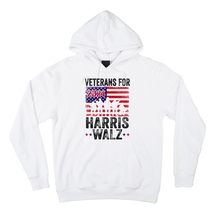 Veterans For Harris Waltz 2024 Comma La Kamala Usa Flag Hoodie