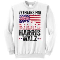 Veterans For Harris Waltz 2024 Comma La Kamala Usa Flag Sweatshirt