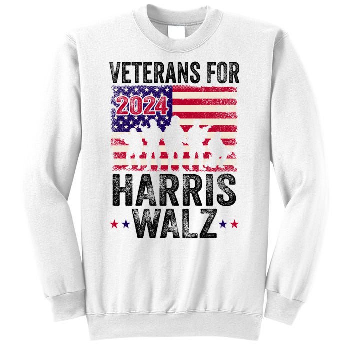 Veterans For Harris Waltz 2024 Comma La Kamala Usa Flag Sweatshirt