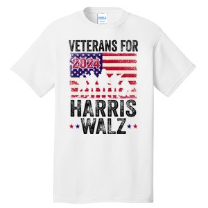 Veterans For Harris Waltz 2024 Comma La Kamala Usa Flag Tall T-Shirt