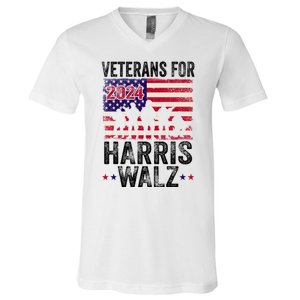 Veterans For Harris Waltz 2024 Comma La Kamala Usa Flag V-Neck T-Shirt