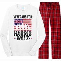 Veterans For Harris Waltz 2024 Comma La Kamala Usa Flag Long Sleeve Pajama Set