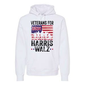 Veterans For Harris Waltz 2024 Comma La Kamala Usa Flag Premium Hoodie