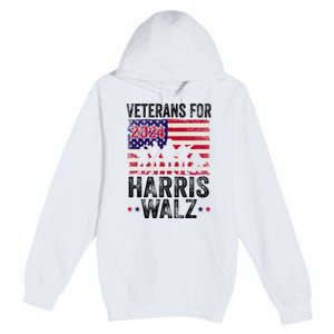 Veterans For Harris Waltz 2024 Comma La Kamala Usa Flag Premium Pullover Hoodie