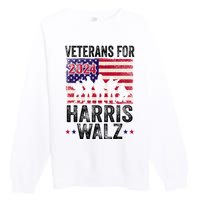 Veterans For Harris Waltz 2024 Comma La Kamala Usa Flag Premium Crewneck Sweatshirt