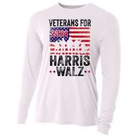 Veterans For Harris Waltz 2024 Comma La Kamala Usa Flag Cooling Performance Long Sleeve Crew