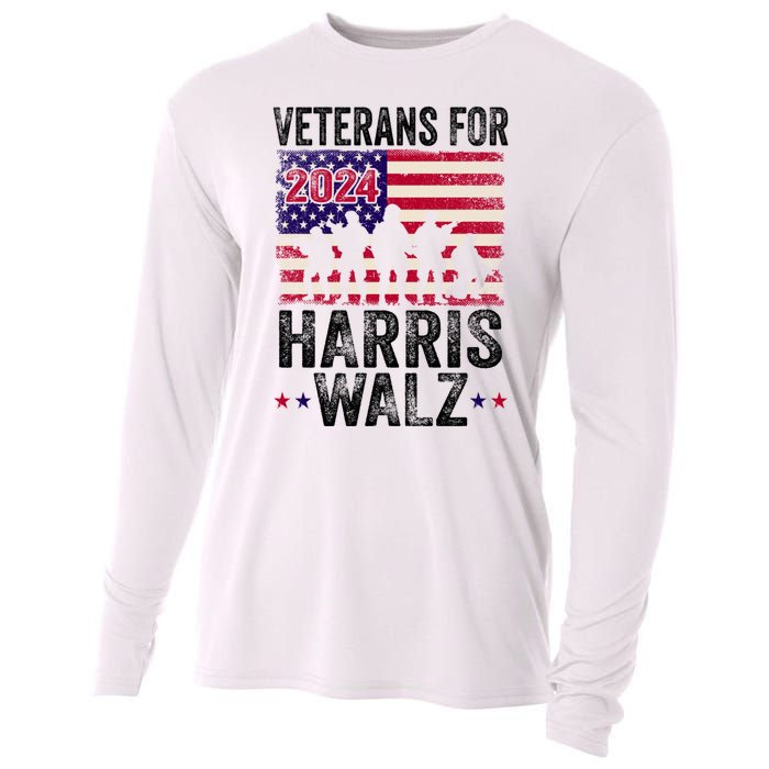 Veterans For Harris Waltz 2024 Comma La Kamala Usa Flag Cooling Performance Long Sleeve Crew