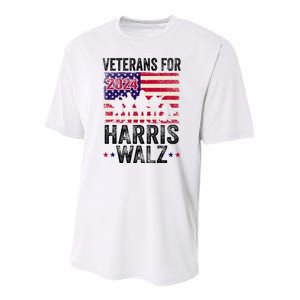 Veterans For Harris Waltz 2024 Comma La Kamala Usa Flag Youth Performance Sprint T-Shirt