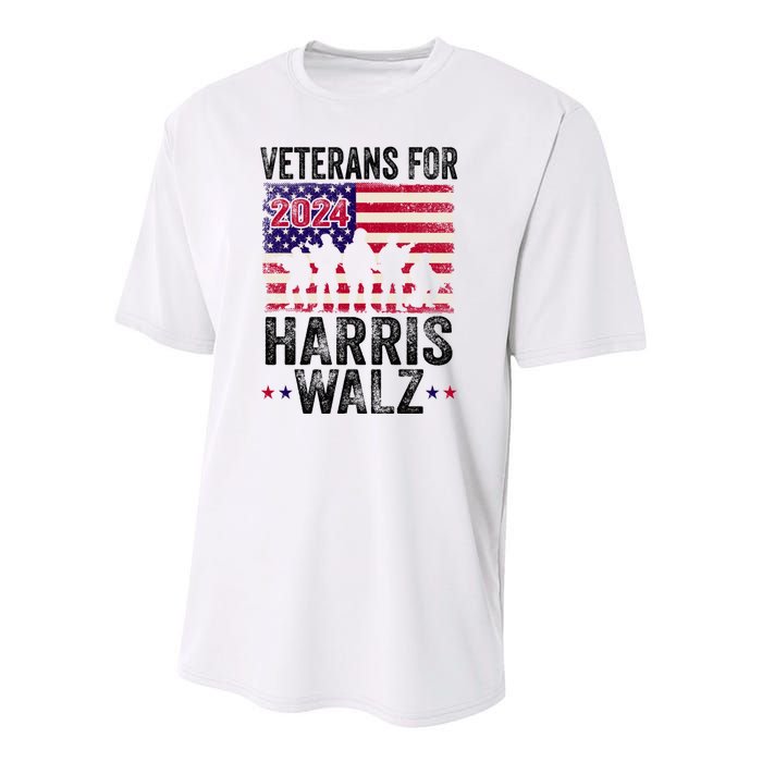 Veterans For Harris Waltz 2024 Comma La Kamala Usa Flag Youth Performance Sprint T-Shirt