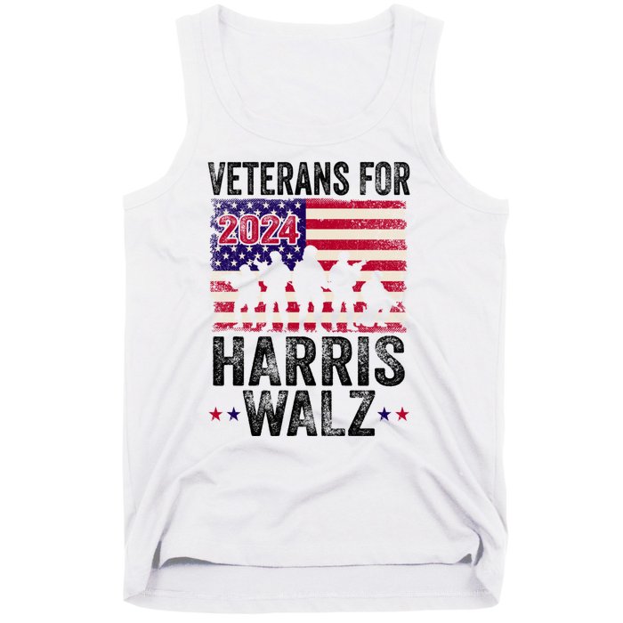 Veterans For Harris Waltz 2024 Comma La Kamala Usa Flag Tank Top