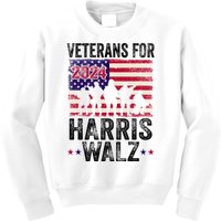 Veterans For Harris Waltz 2024 Comma La Kamala Usa Flag Kids Sweatshirt