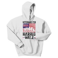 Veterans For Harris Waltz 2024 Comma La Kamala Usa Flag Kids Hoodie