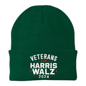 Veterans For Harris Waltz 2024 Election Vote Blue Democrat Knit Cap Winter Beanie