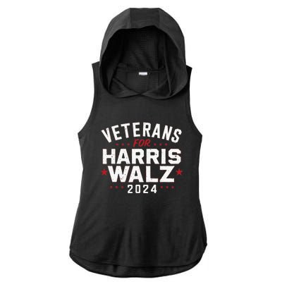 Veterans For Harris Waltz 2024 Election Vote Blue Democrat Ladies PosiCharge Tri-Blend Wicking Draft Hoodie Tank