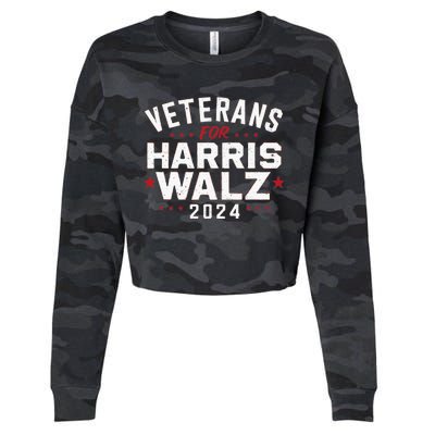 Veterans For Harris Waltz 2024 Election Vote Blue Democrat Cropped Pullover Crew