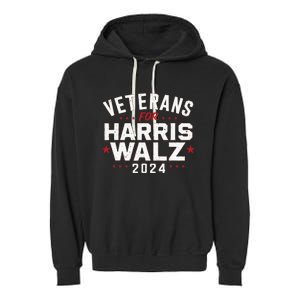 Veterans For Harris Waltz 2024 Election Vote Blue Democrat Garment-Dyed Fleece Hoodie