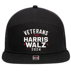 Veterans For Harris Waltz 2024 Election Vote Blue Democrat 7 Panel Mesh Trucker Snapback Hat