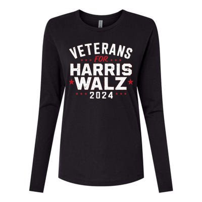 Veterans For Harris Waltz 2024 Election Vote Blue Democrat Womens Cotton Relaxed Long Sleeve T-Shirt