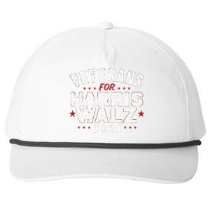 Veterans For Harris Waltz 2024 Election Vote Blue Democrat Snapback Five-Panel Rope Hat