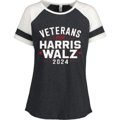 Veterans For Harris Waltz 2024 Election Vote Blue Democrat Enza Ladies Jersey Colorblock Tee