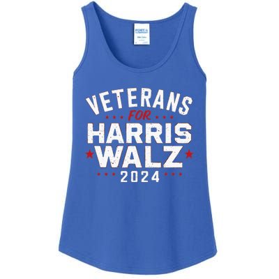 Veterans For Harris Waltz 2024 Election Vote Blue Democrat Ladies Essential Tank