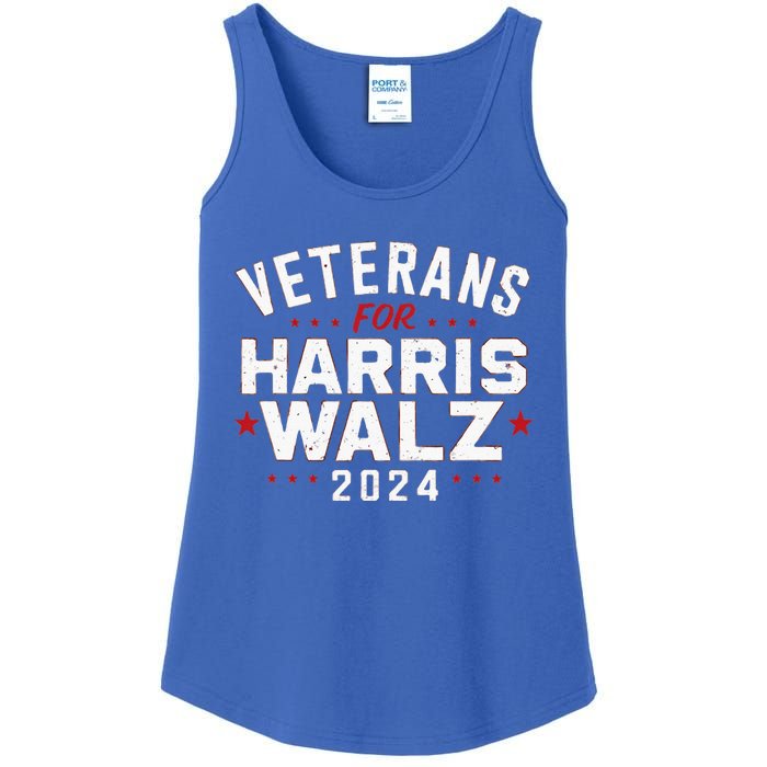 Veterans For Harris Waltz 2024 Election Vote Blue Democrat Ladies Essential Tank