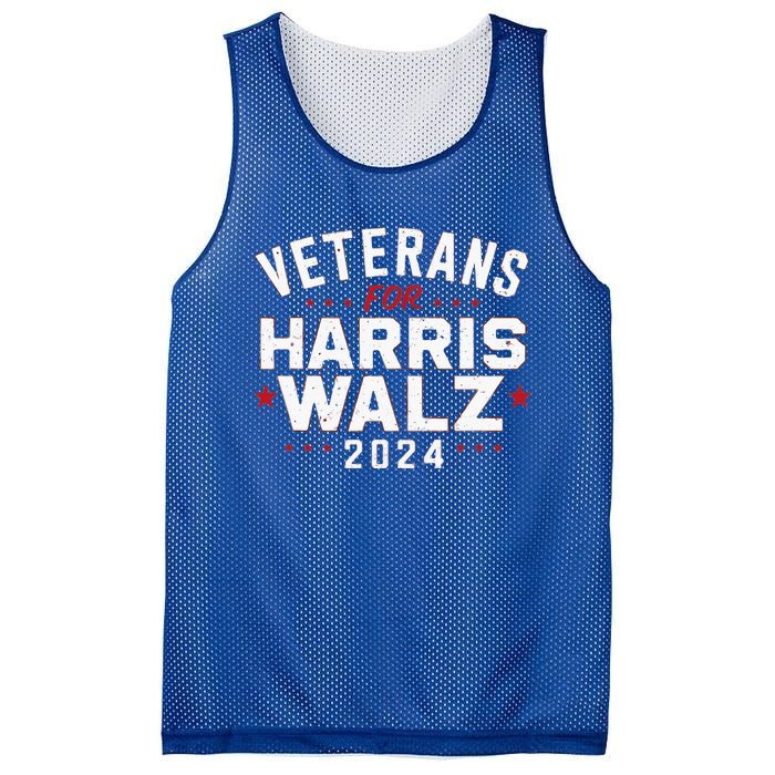 Veterans For Harris Waltz 2024 Election Vote Blue Democrat Mesh Reversible Basketball Jersey Tank