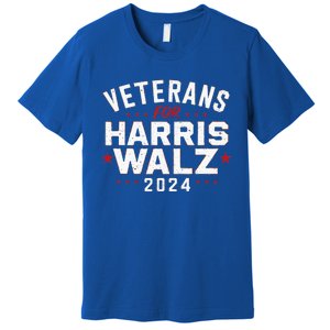 Veterans For Harris Waltz 2024 Election Vote Blue Democrat Premium T-Shirt