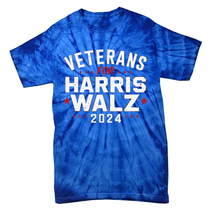 Veterans For Harris Waltz 2024 Election Vote Blue Democrat Tie-Dye T-Shirt