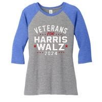 Veterans For Harris Waltz 2024 Election Vote Blue Democrat Women's Tri-Blend 3/4-Sleeve Raglan Shirt