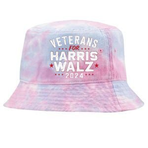 Veterans For Harris Waltz 2024 Election Vote Blue Democrat Tie-Dyed Bucket Hat